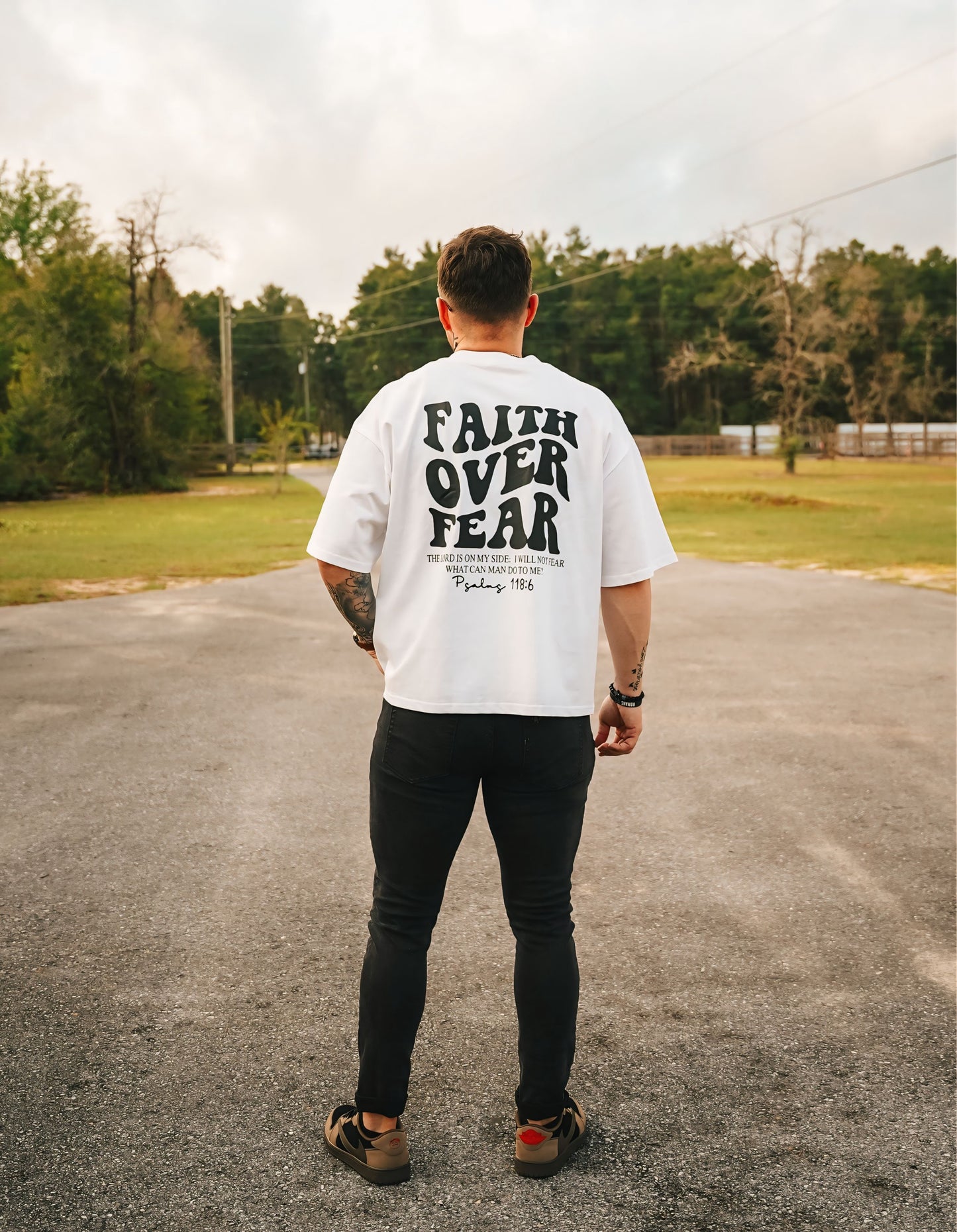 Premium Box Heavyweight Crop “Faith Over Fear” T-Shirt