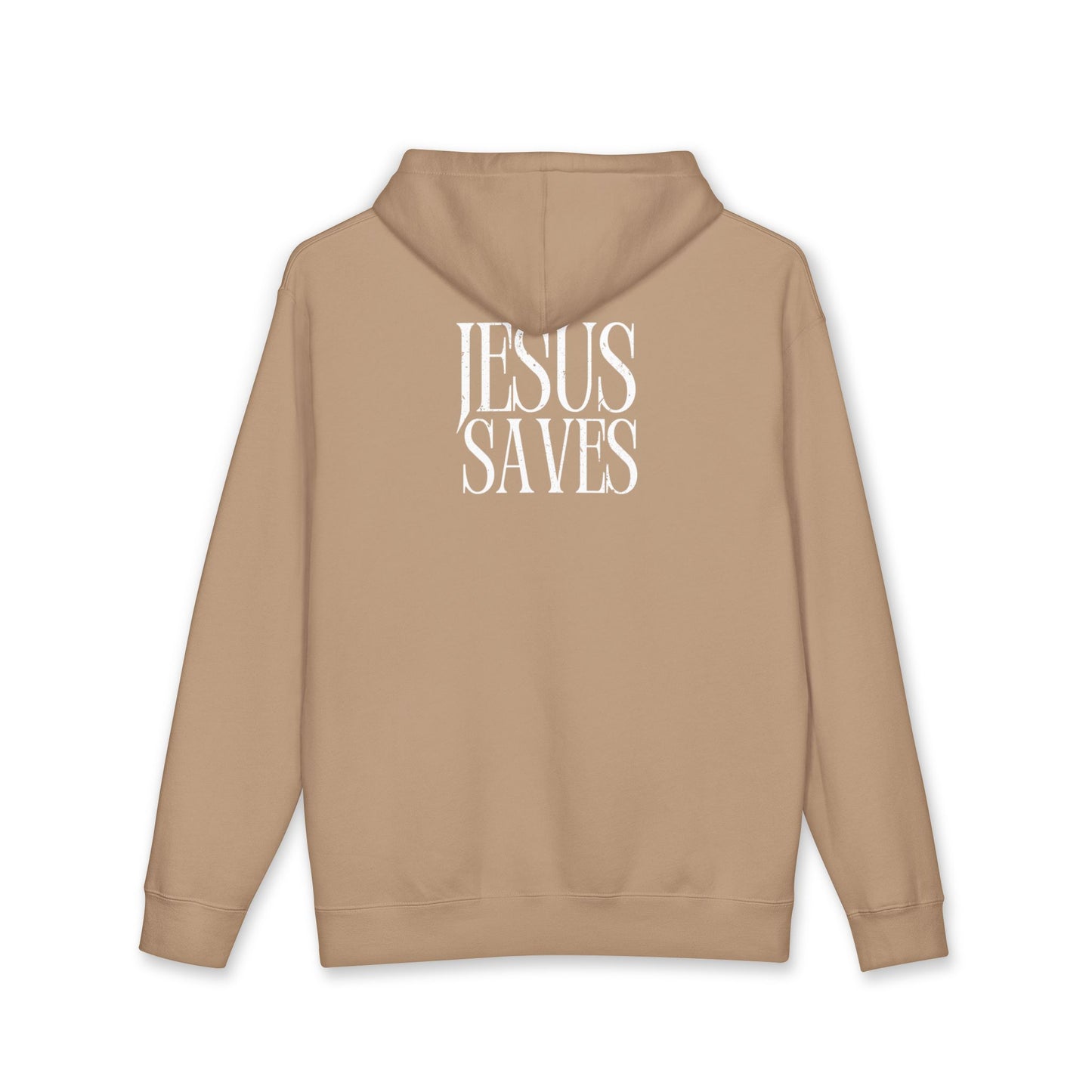 Jesus Saves Hoodie — Minimal Faith Graphic Hooded Sweatshirt