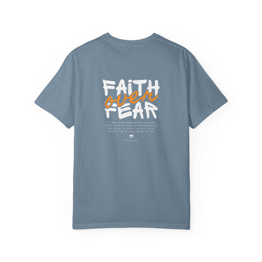Inspirational Unisex Garment-Dyed T-Shirt - Jesus Saves & Faith Over Fear Design