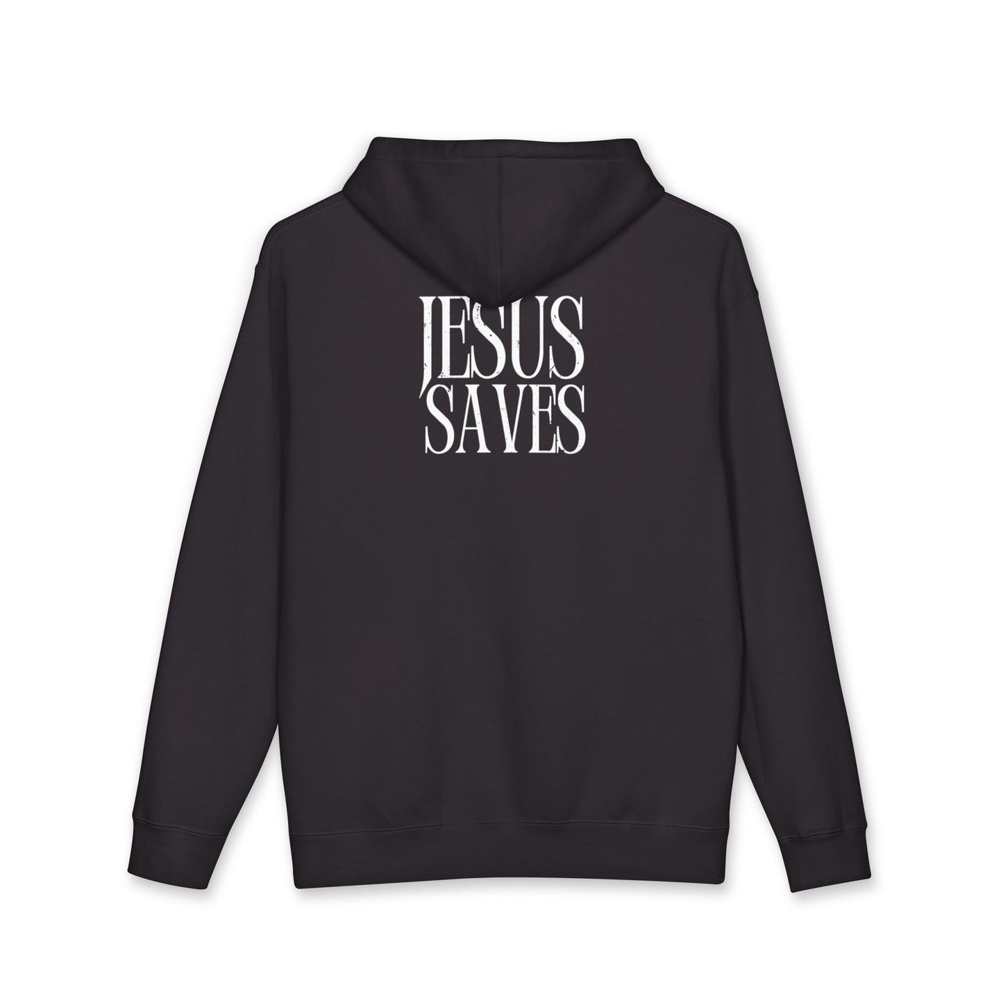 Jesus Saves Hoodie — Minimal Faith Graphic Hooded Sweatshirt
